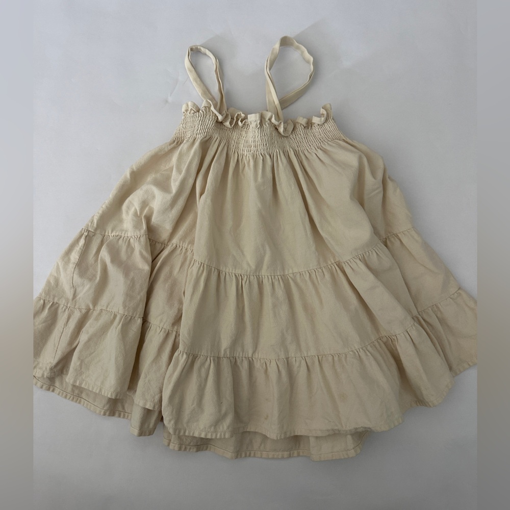 Adorable Tiered Cream A-Line Kids Dress by Noble